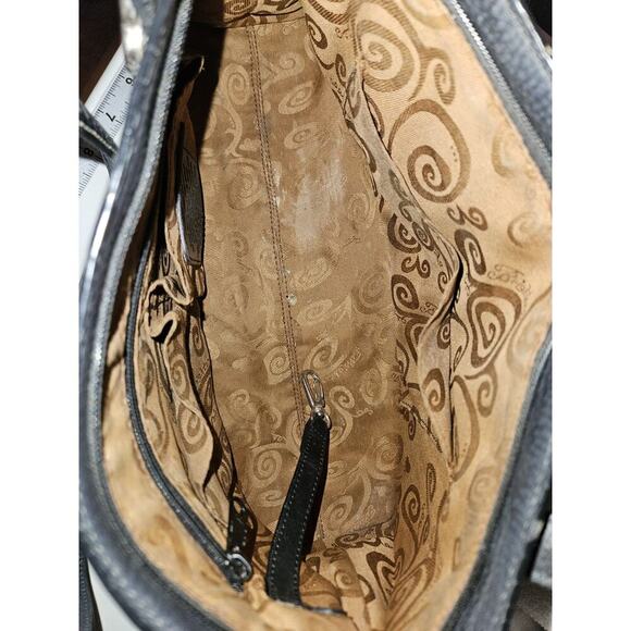 Brighton Black Croco Embossed Leather Satchel Shoulder Handbag 15x8x3 - Picture 12 of 16